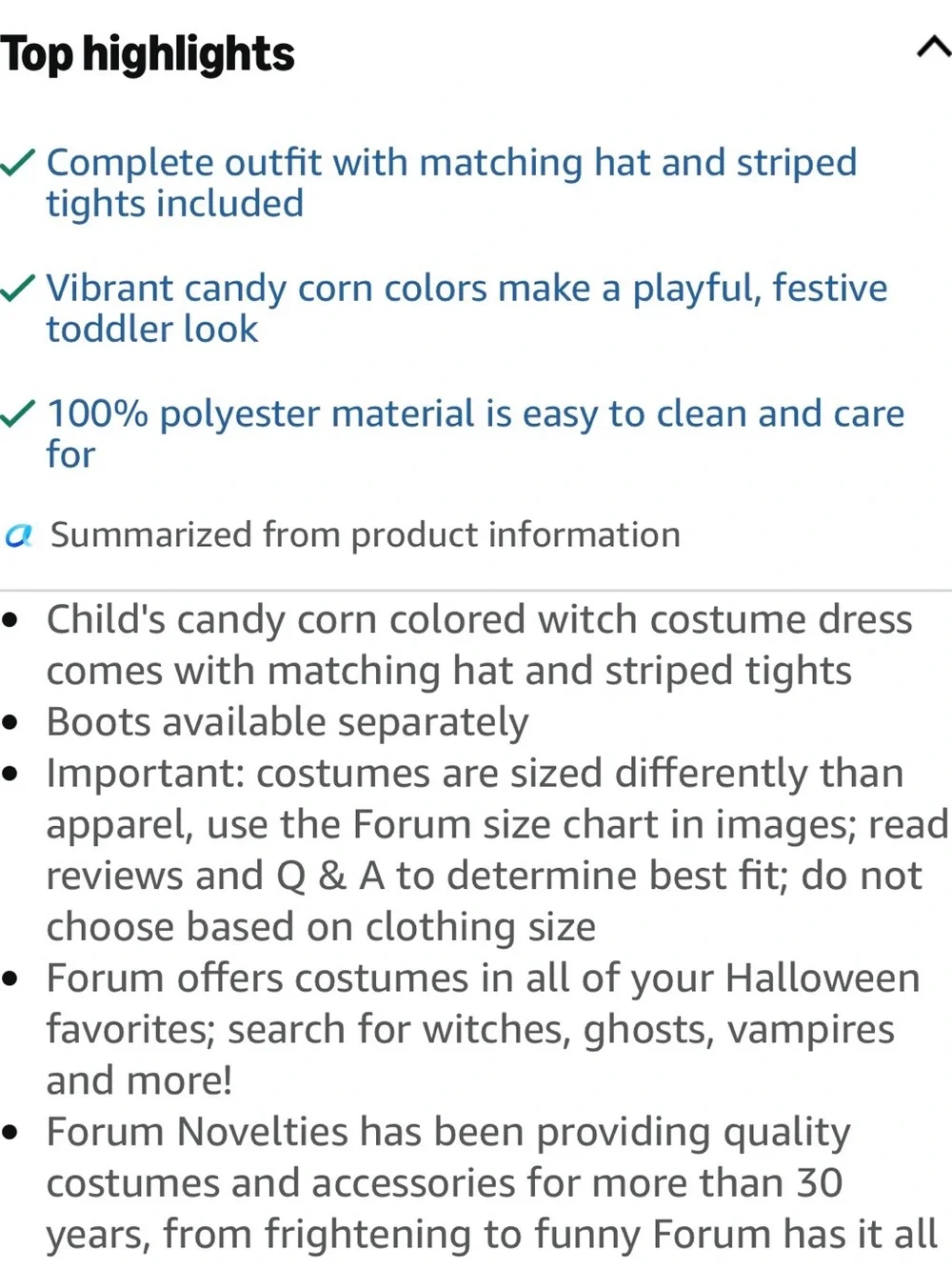 NWT Little Miss Candy Corn Kids Candy Corn Witch Costume Dress Size:Toddler 2-4
